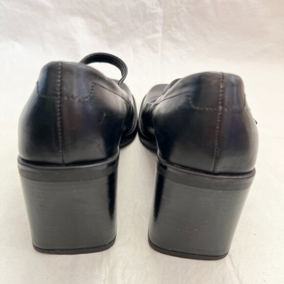 Vintage 90s Aldo shoes mary jane high heels black leather square toe EU 35 5 - Picture 4 of 12